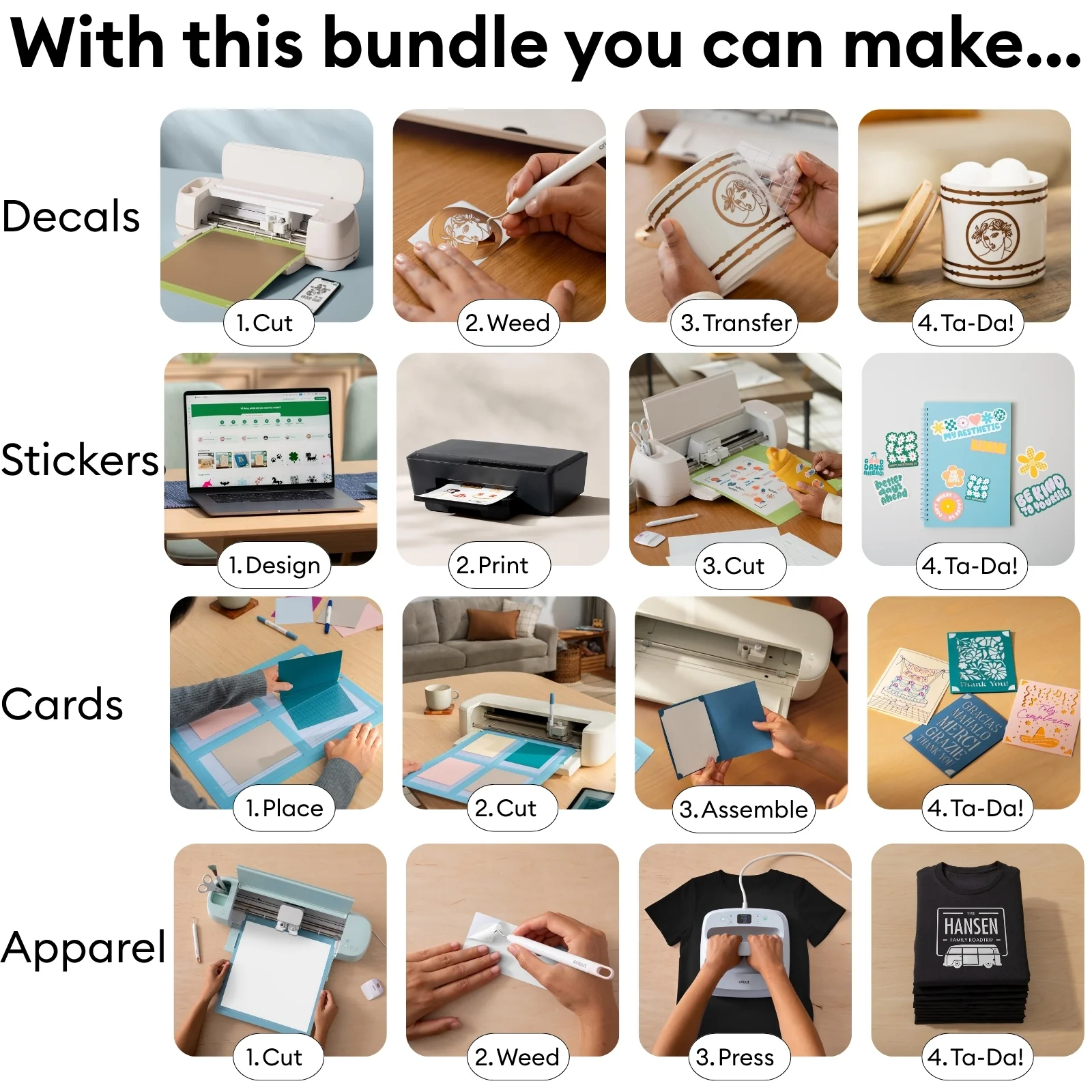 Cricut Deluxe All-in-One Materials & Accessories Bundle | Starter Kit for Cricut Explore & Maker Machines with Vinyl, HTV, Stickers & Cards - Image 5