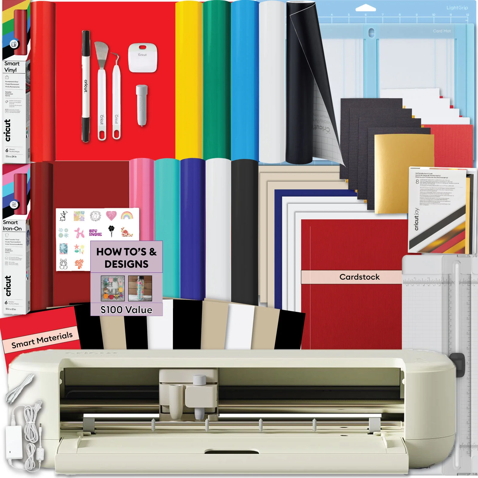 Cricut Explore 5 Card Making & Vinyl Bundle with Smart Vinyl, Smart Iron-On Samplers & Card Kit | Cricut Machine for Cards, Decals & Crafts