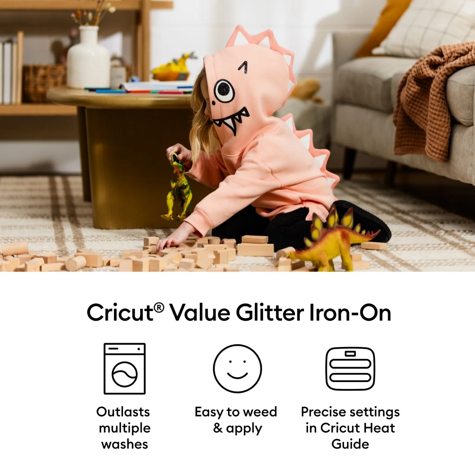 Cricut Glitter Iron-On Craft Vinyl Sheets, 10 x 12 in, Multicolor, 6 Count - Image 3