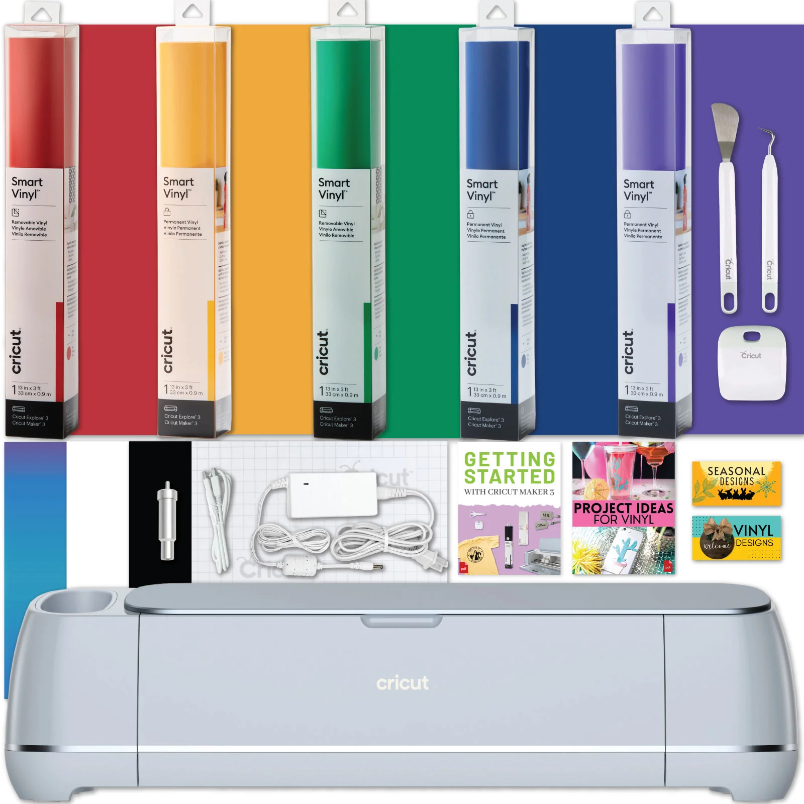 Cricut Maker 3 Bundle with Smart Vinyl & Tools | Vinyl Cutting Machine for Decals, Labels, Signs & DIY Crafts