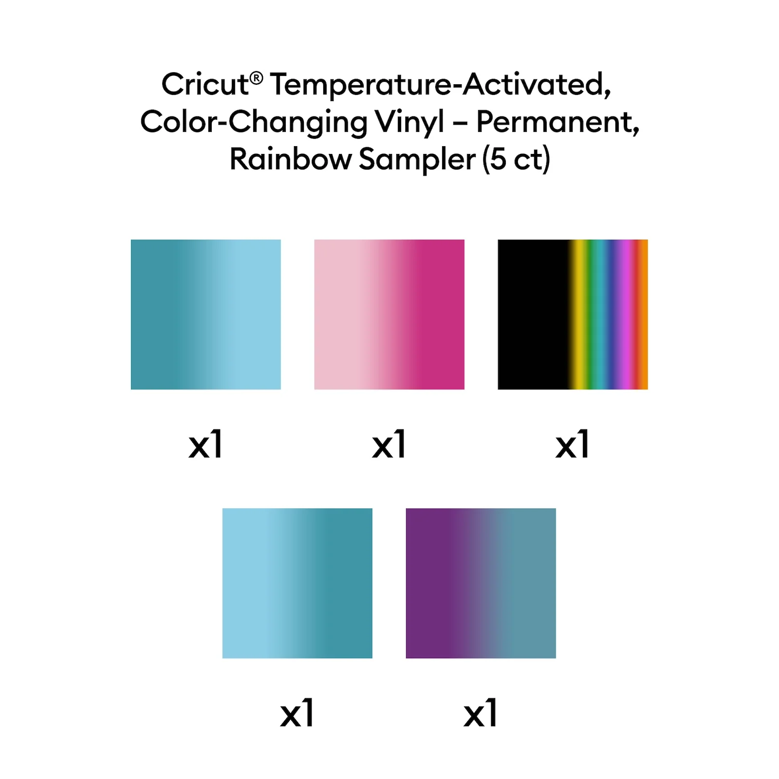 Cricut Temperature-Activated, Color-Changing Vinyl Permanent, Rainbow Sampler - 12 in x 12 in  Sheets(5 ct) - Image 2