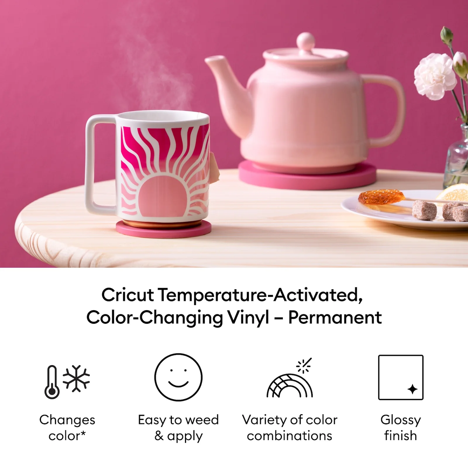 Cricut Temperature-Activated, Color-Changing Vinyl Permanent, Rainbow Sampler - 12 in x 12 in  Sheets(5 ct) - Image 3