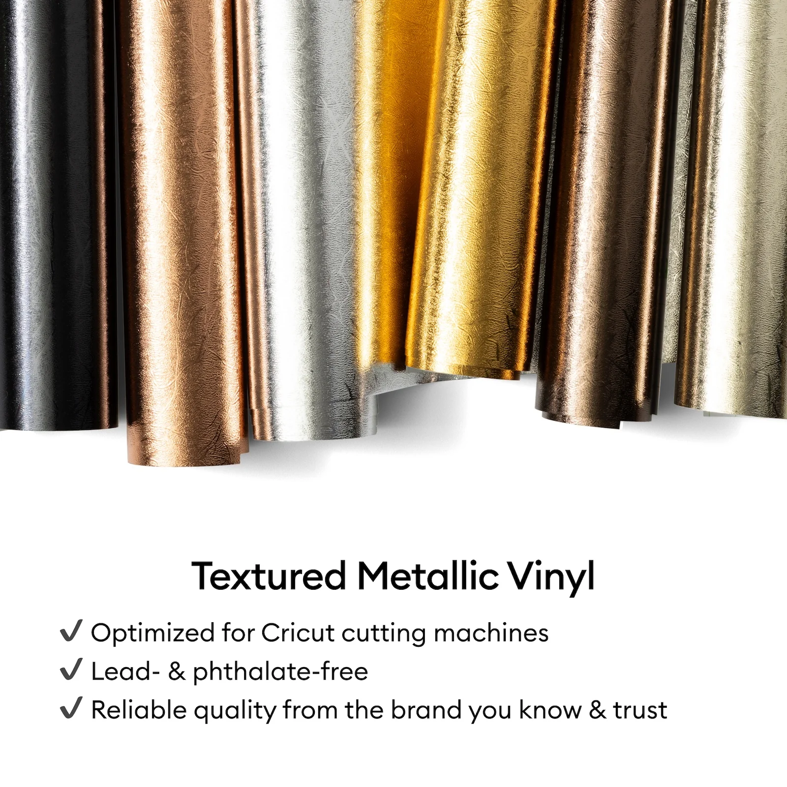 Cricut Textured Metallic Vinyl Permanent, Luxe Sampler - 12 in x 12 in Sheets (6 ct) - Image 3