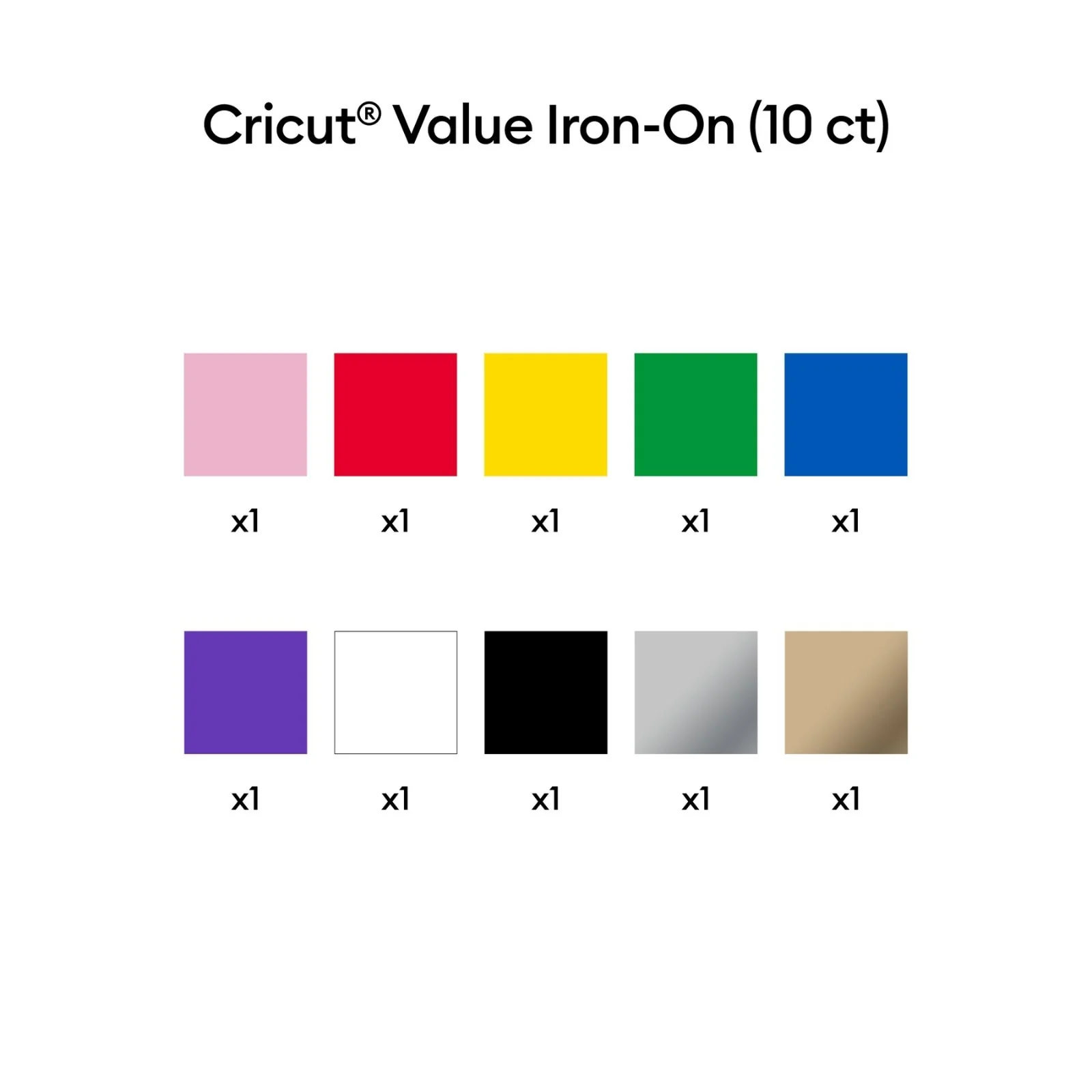 Cricut Value Iron-On, Rainbow Sampler - 12 in x 12 in (10 ct), Rainbow Sampler - Image 3