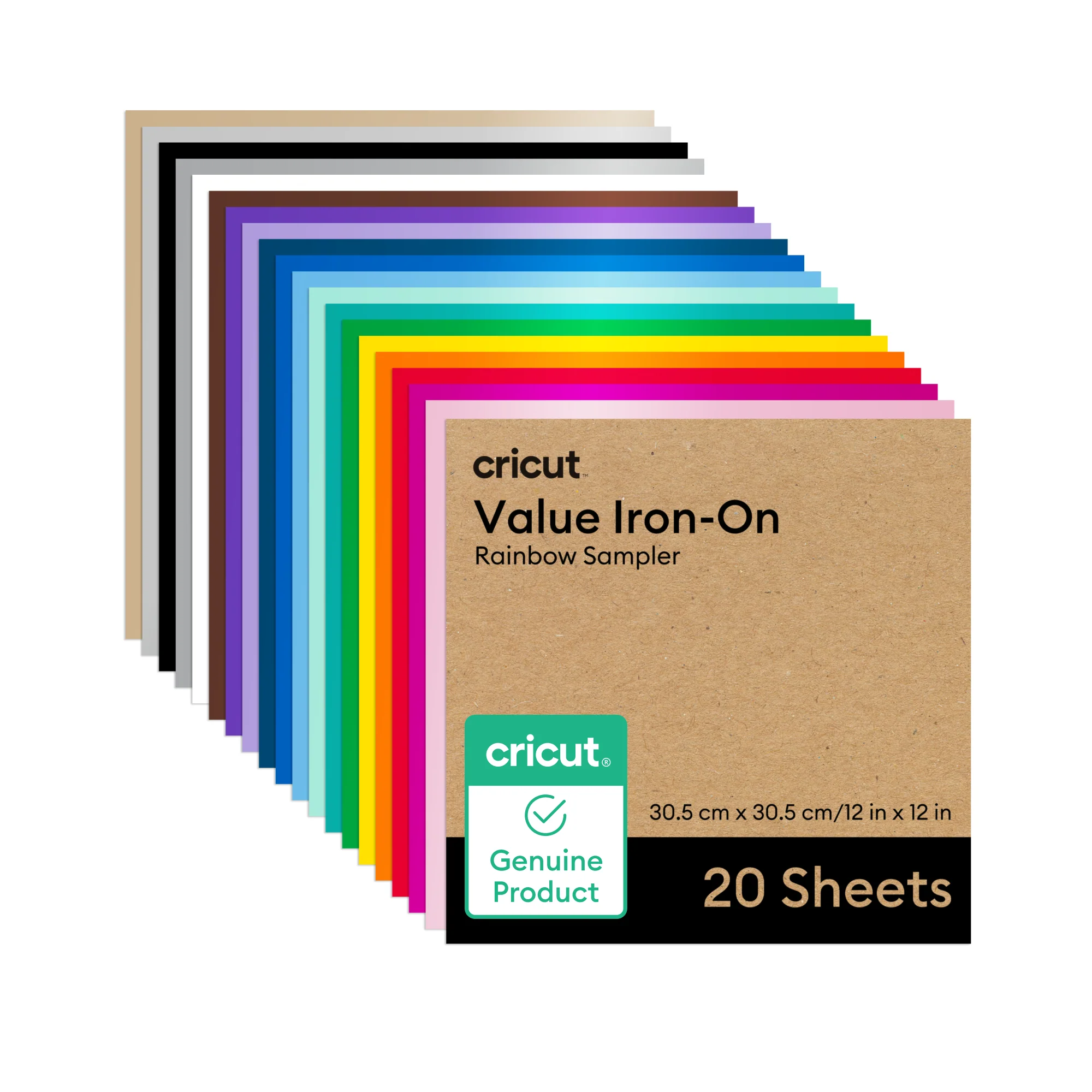 Cricut Value Iron-On, Rainbow Sampler - 12 in x 12 in (20 ct)