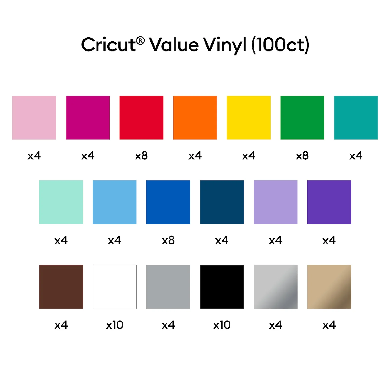Cricut Value Vinyl Sheets, Rainbow Sampler, 12"x12", 100ct - Image 2